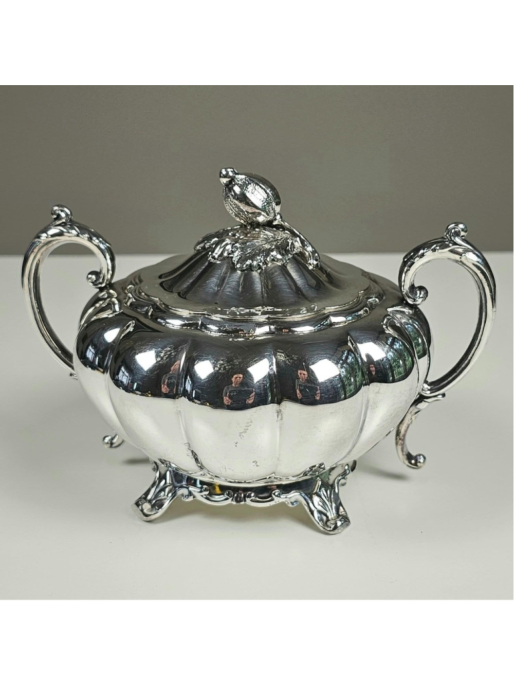 Vintage Oneida Community Plate MELON 0202 Silverplate Covered Sugar Bowl w Lid